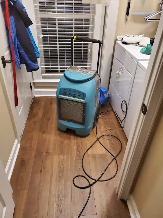 Commercial dehumidifier deployed for Flood Damage Cleanup in O'Hara